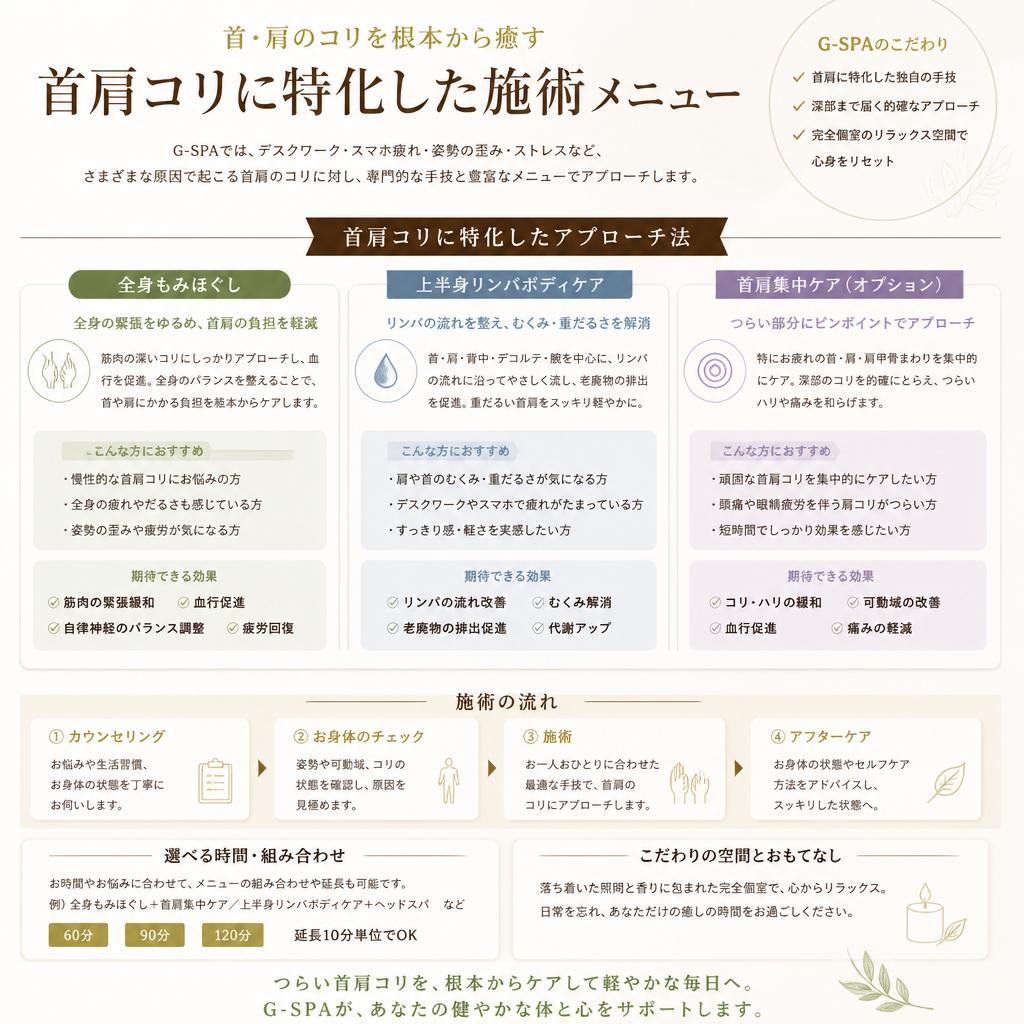 G-SPAのリラクゼーションメニュー